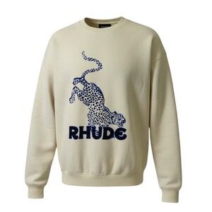 Rhude Panther Graphic Sweatshirt Yellow Large Made in USA Streetwear Designer